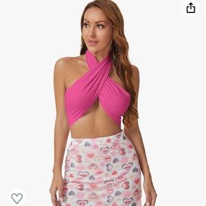 Versatile pink wrap top, can be worn many ways!